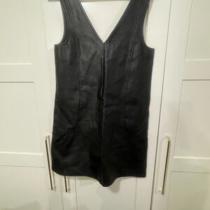 ASOS Black Faux Leather V-Neck Dress